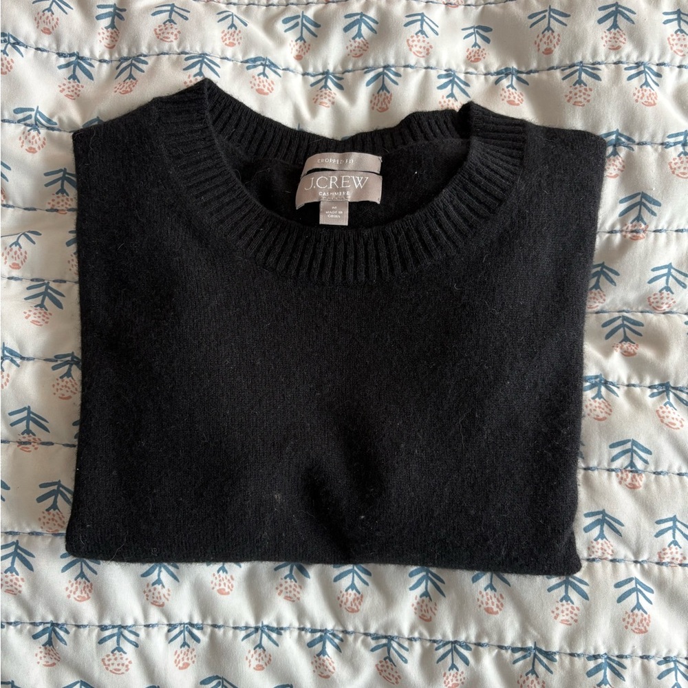 J.Crew Cashmere Cropped Black Sweater